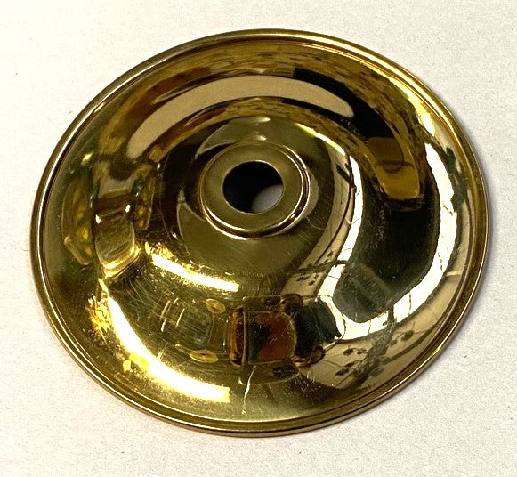 Polish Brass Candle Plate 3-3/16" Diameter, 7/16" Tall, 3/8" Center Hole