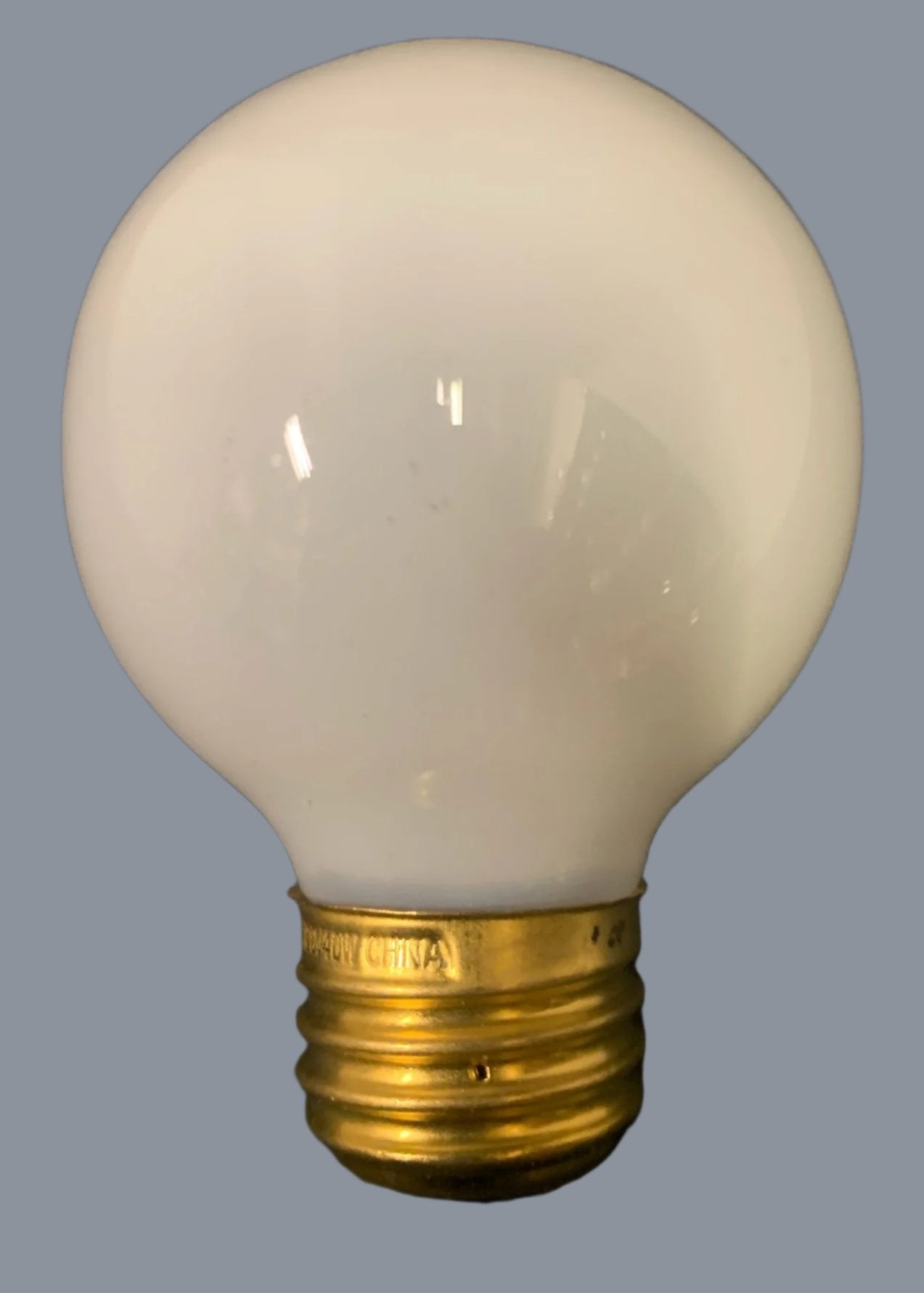 25W Candelabra Base Glossy White Globe bulb
