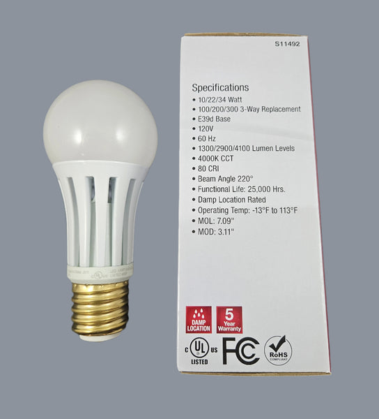 3-way 100/200/300W Mogul Base LED Light Bulb – My Lamp Parts