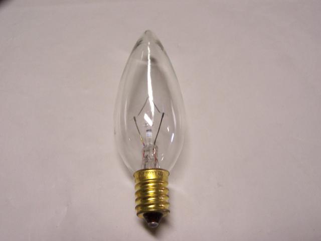 40W 130V Candelabra Base Torpedo Clear