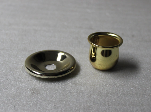 Steel Candle Plate and Cup in Brass Plated Finish (2 pieces).
