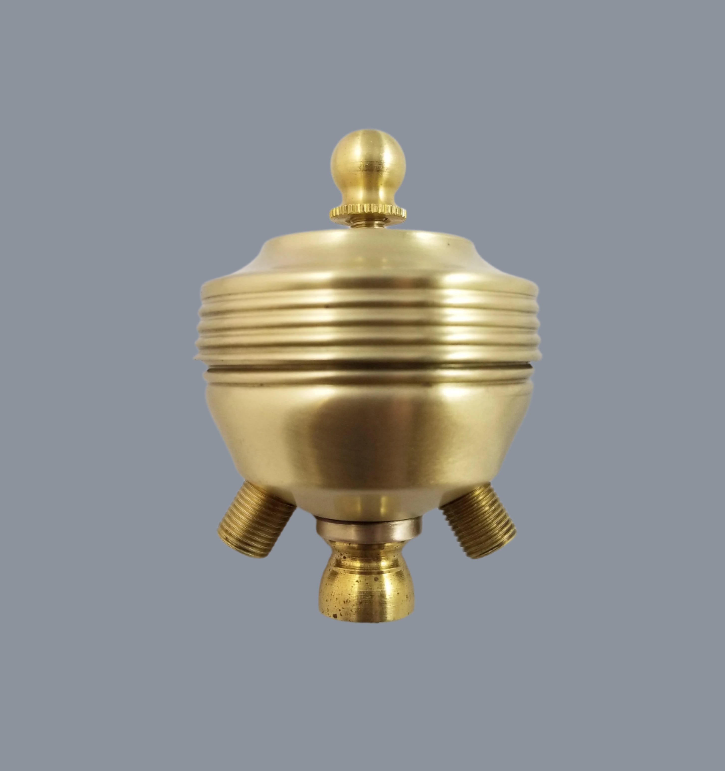 Cluster Head - Solid Brushed Brass - Bottom Tapped 1/4 IP - With Finial