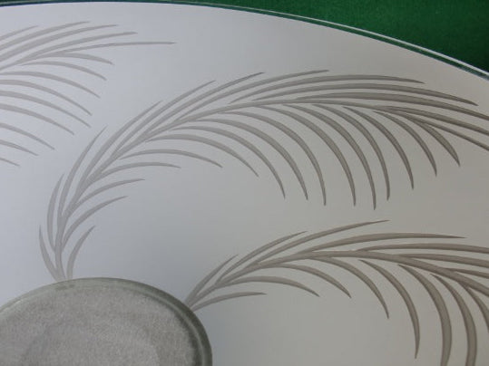 Satin White Torchiere Bowl with Etched Leaf Patterns