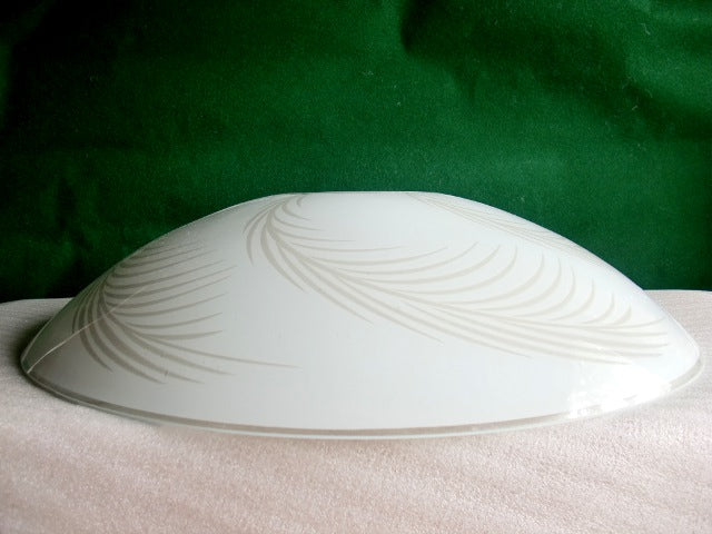 Satin White Torchiere Bowl with Etched Leaf Patterns