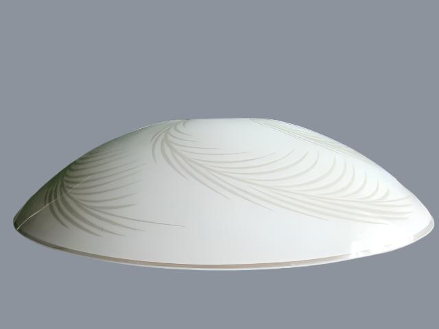 Satin White Torchiere Bowl with Etched Leaf Patterns