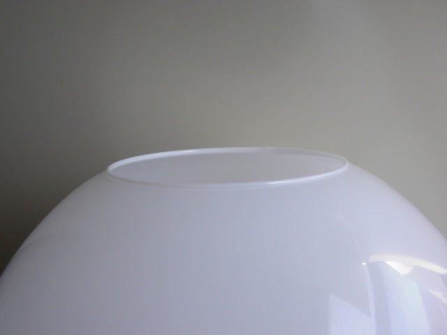 8" Neckless White Opal Glass Globe w/ 4" Opening