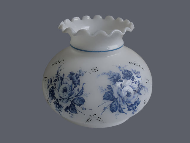 Blue Double Rose Opal Student Shade with Stripe and a Crimp Top