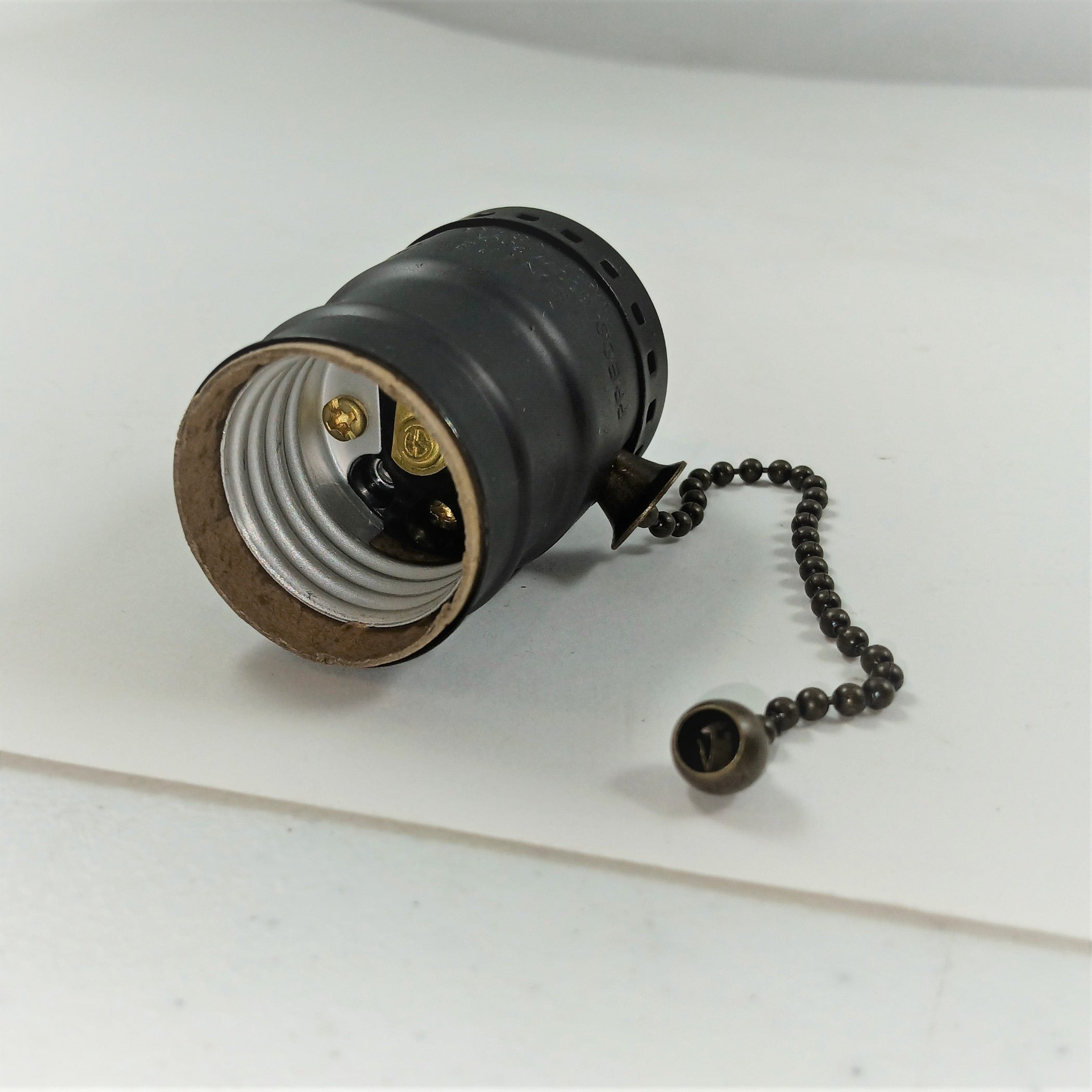 Brass Pull Chain Socket W/ S.S.-  Dark Antique Brass