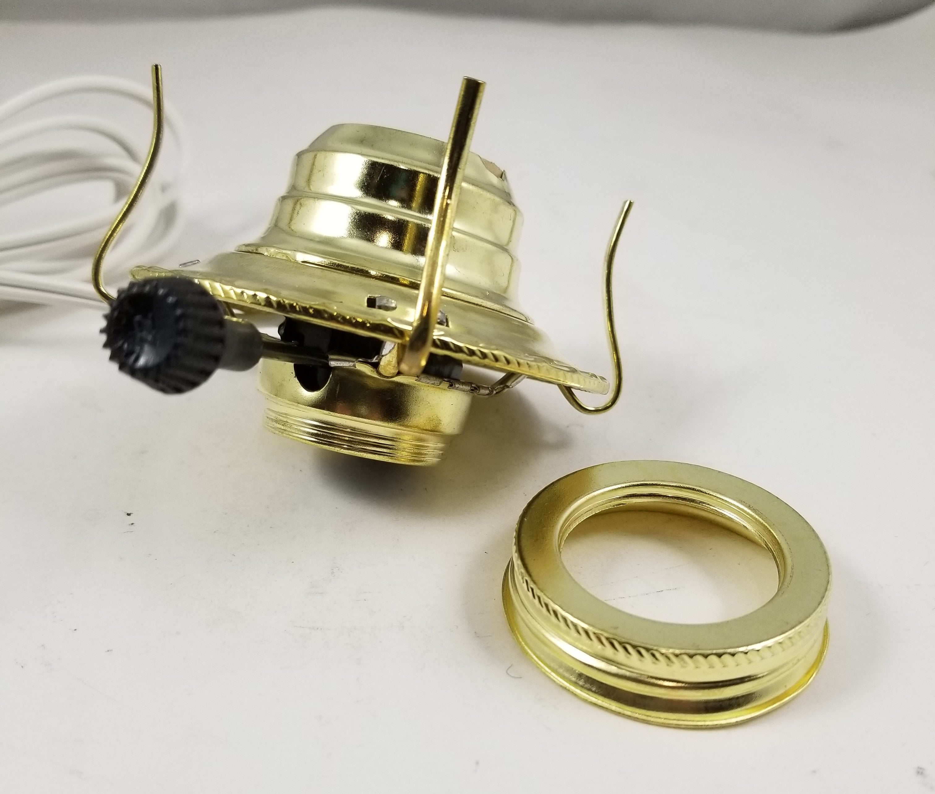 Brass Plated Wired Burner with No. 2 Adapter - White Cord