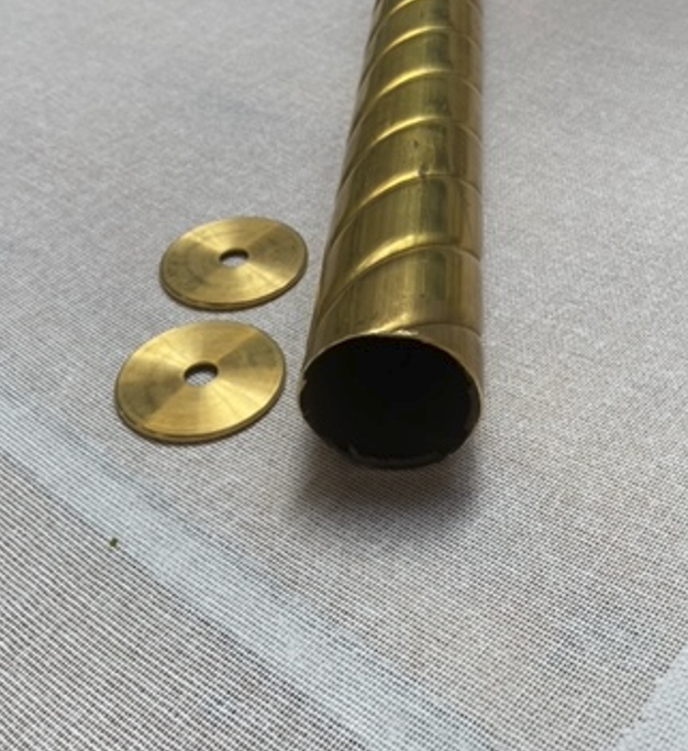 23 3/4 inches Solid Brass Rope Tube - Unfinished - 2" O.D. with Check Rings - Unfinished - 2" x 1/8"