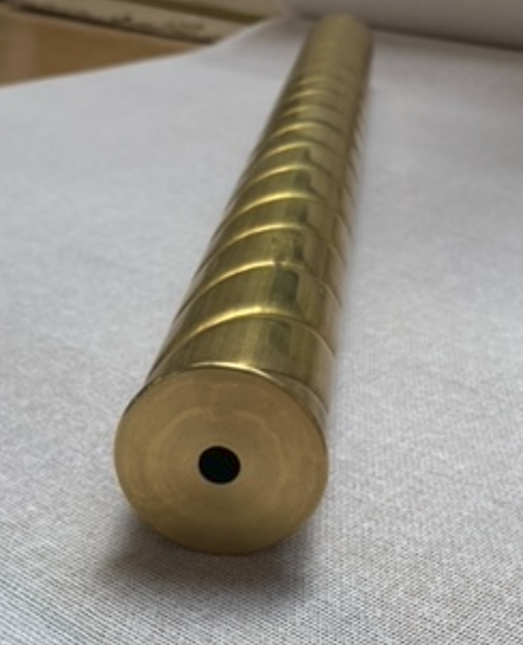 23-3/4" Solid Brass Rope Tube - Unfinished - 2" O.D. w/ Check Rings - Unfinished - 2" x 1/8"