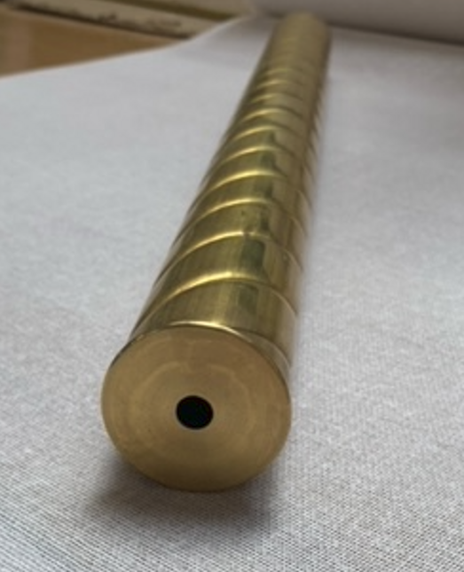 23 3/4 inches Solid Brass Rope Tube - Unfinished - 2" O.D. with Check Rings - Unfinished - 2" x 1/8"