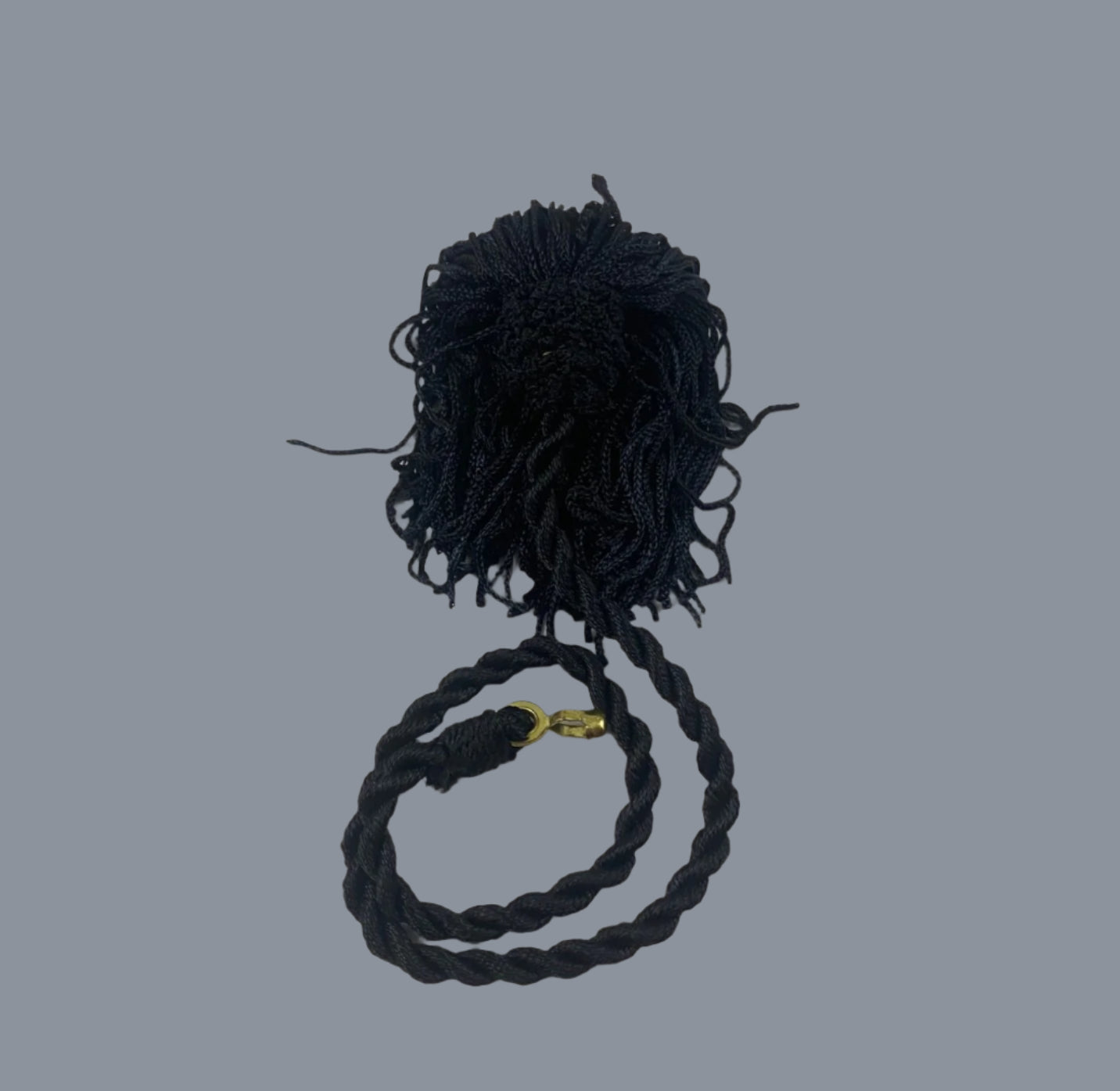 20" Black Pull Tassel with Beaded Chain & Metal Fitting