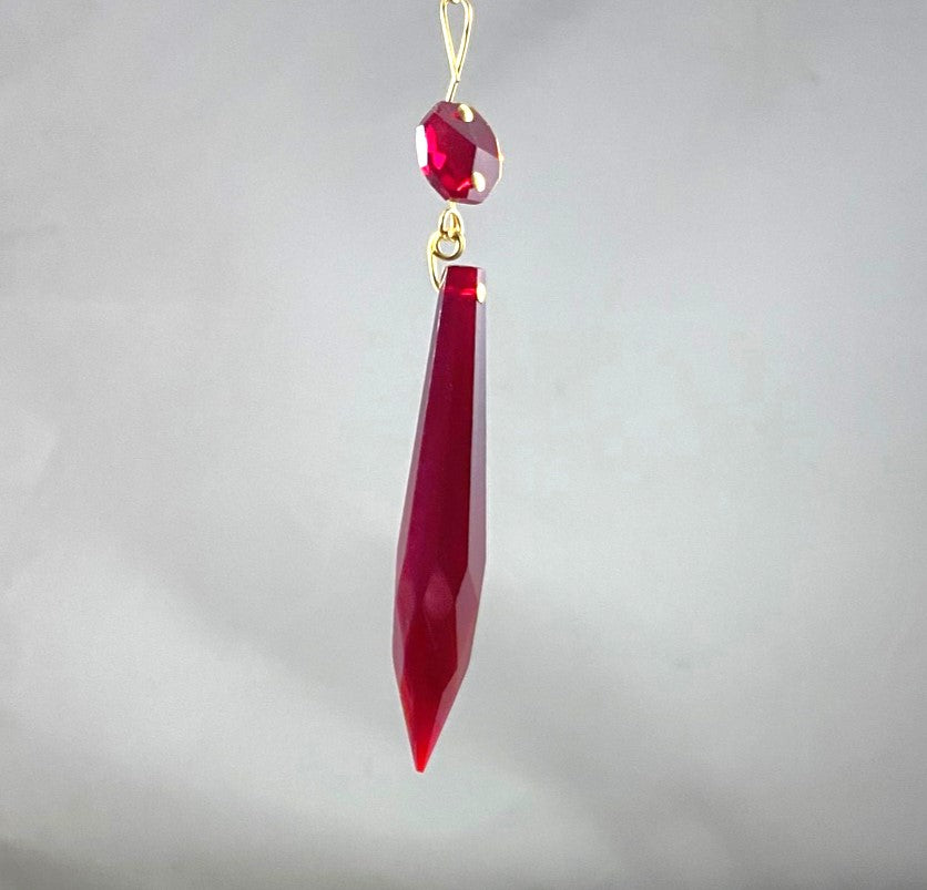 Red Crystal Prism with -3"Brass Pins