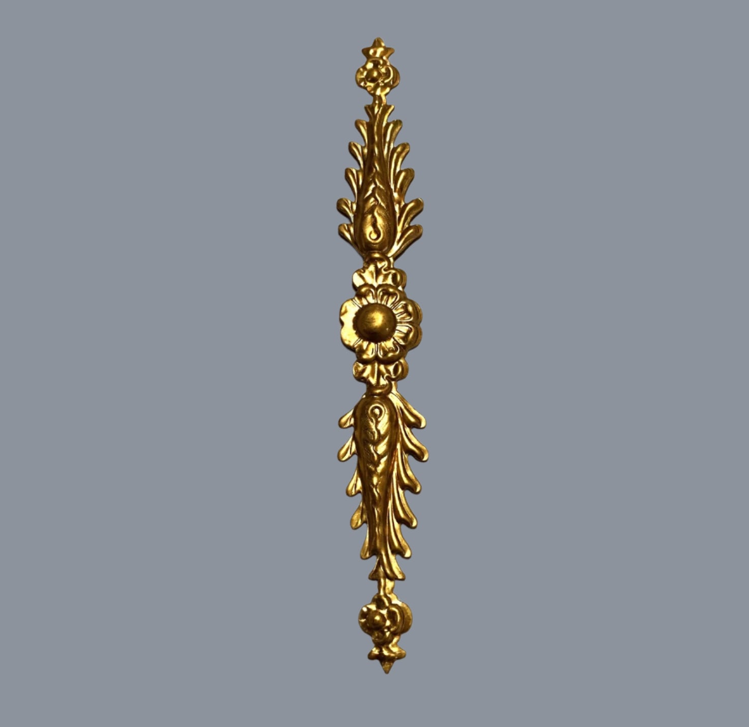 Stamped Brass Leaf Ornament - 6" Long, 13/16" Wide At Center