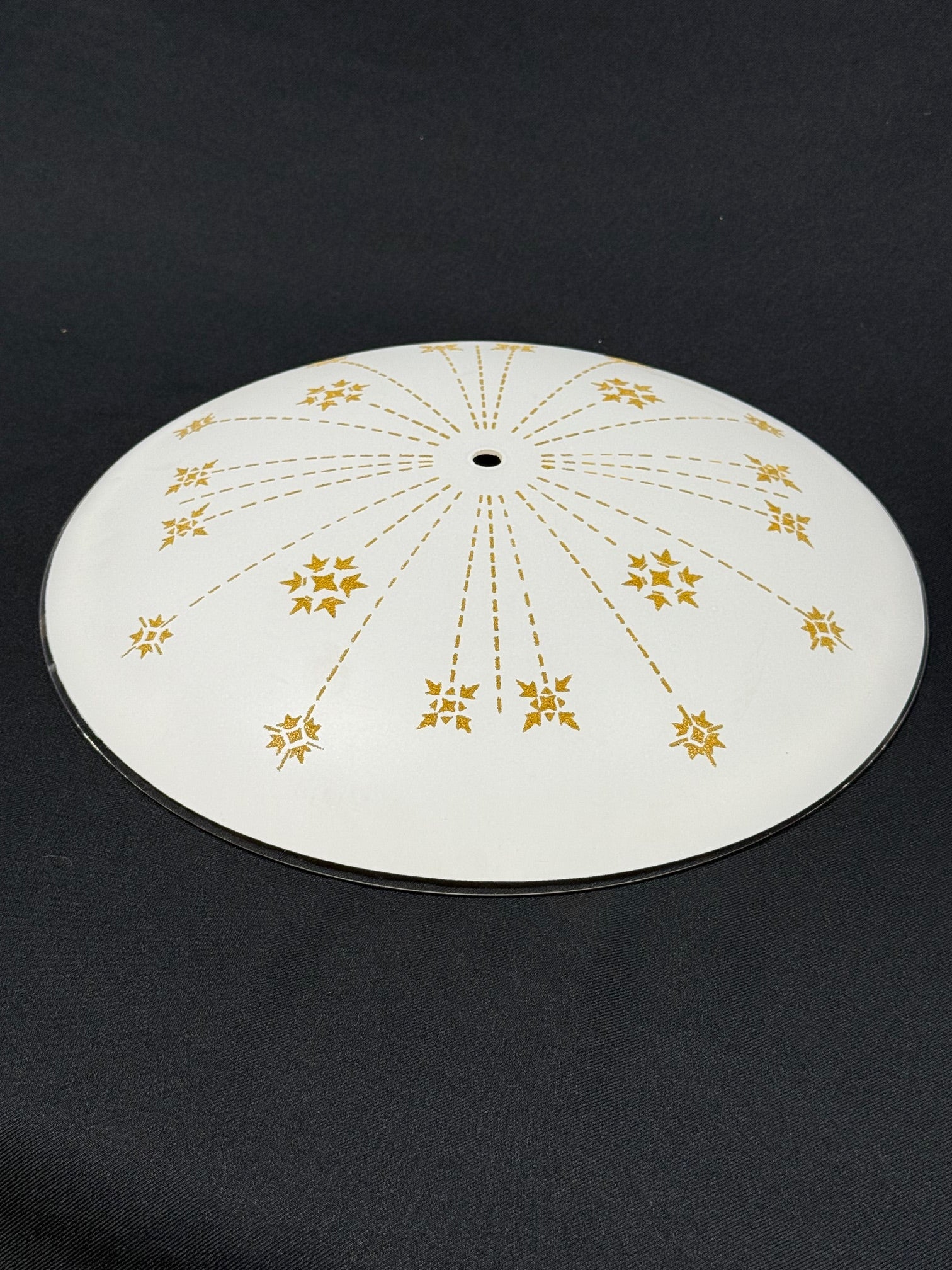 14 3/4" Round Gold Beaded Diffuser - 2-3/8" Deep, Opal inside, frosted outside.