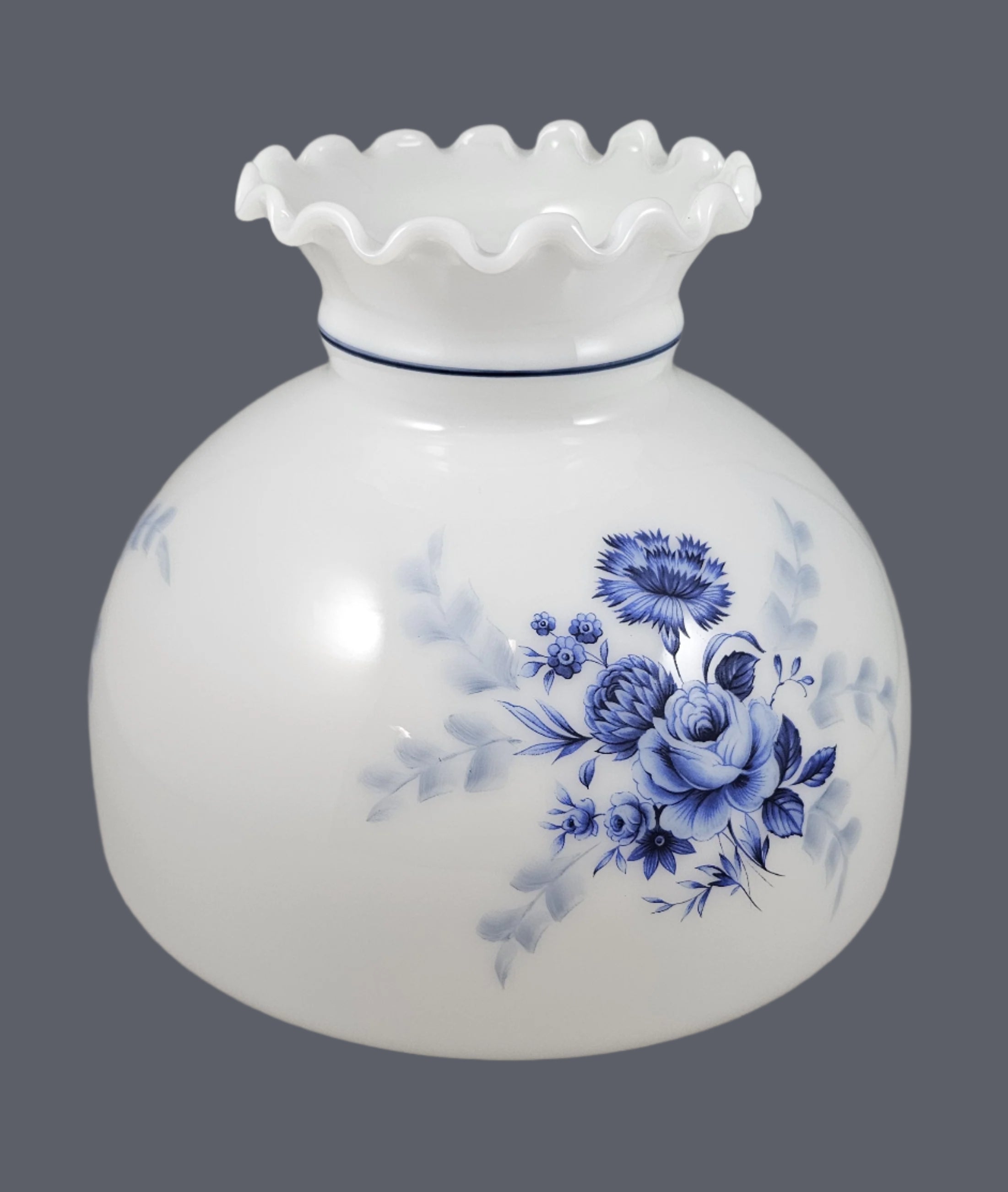 Blue Rose Opal Student Shade w/ Blue Stripe and Crimp Top
