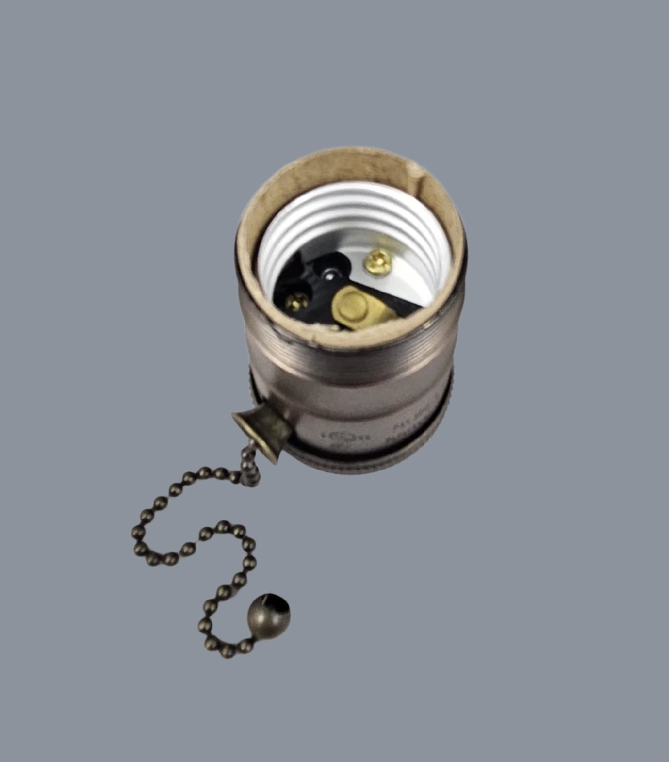 UNO Threaded - Dark Antique Brass Heavy Pull Chain Socket W/ S.S.- Cas ...