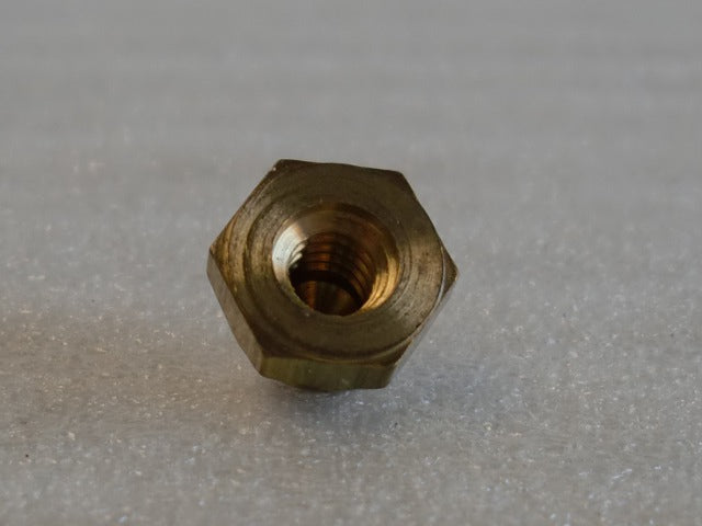 Unfinished Brass Hexagon Cap Nut, Tapped 1/4"-20