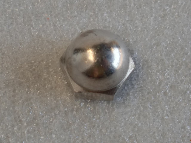 Brass, Nickel Plated Hexagon Cap Nut w/ 1/4"-20 Threading
