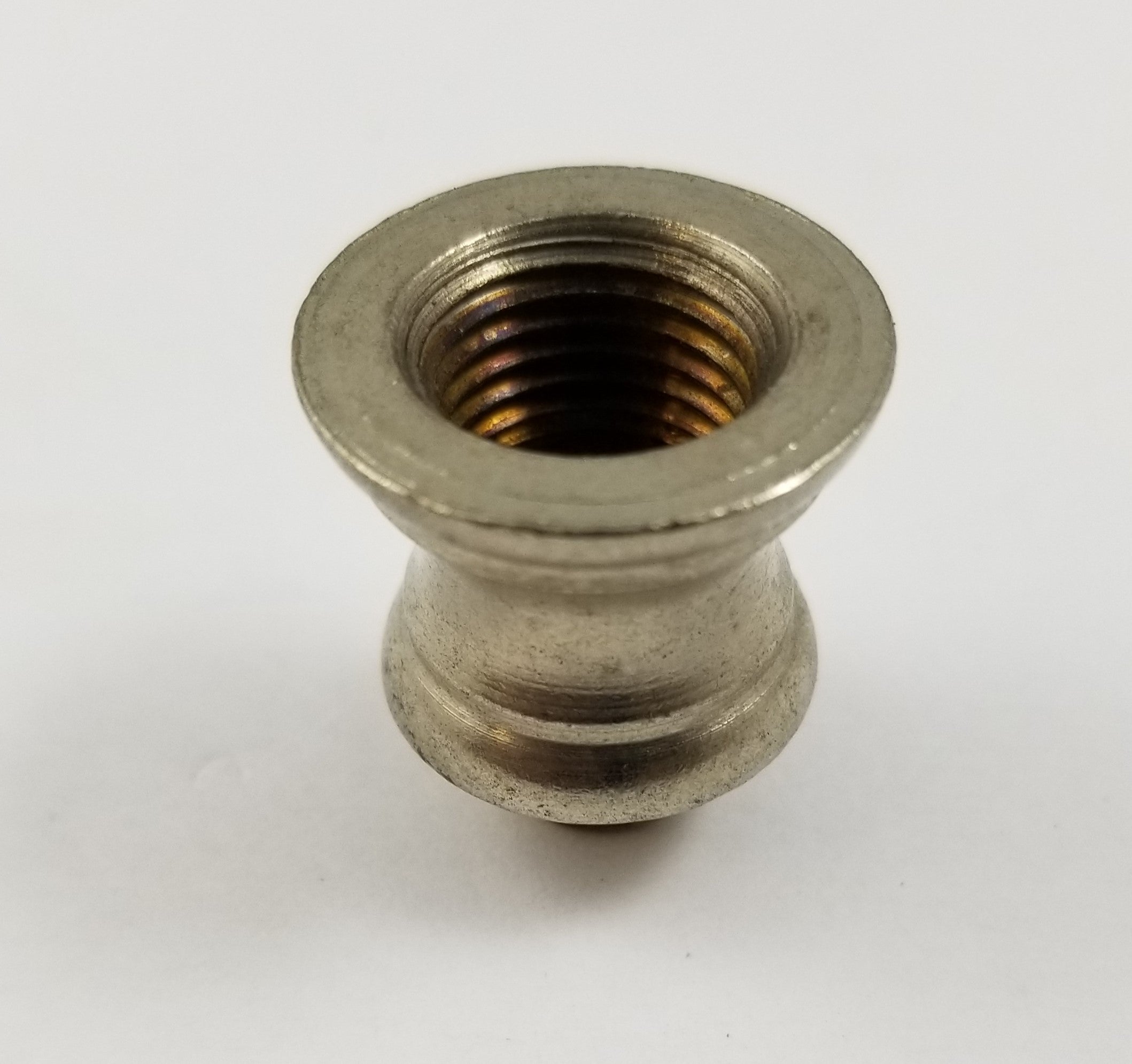 Turned Brass Neck - 5/8" High - 7/8" Diameter - 1/8 IP M x 1/4 IP F - Solid Brass Nickel Plated