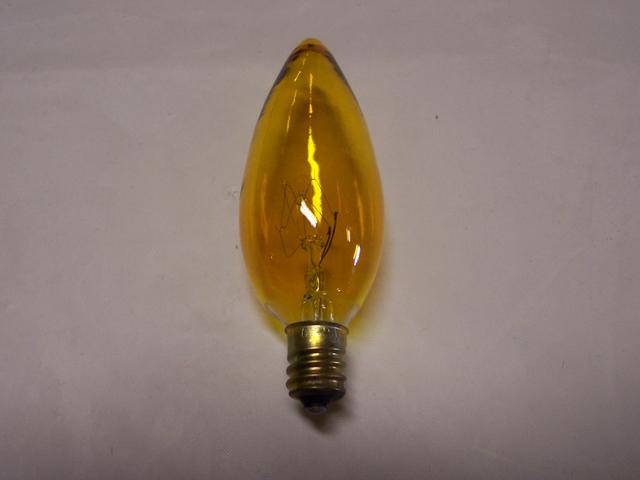 40W Candelabra Base Torpedo In Amber *ONLY 9 IN STOCK*