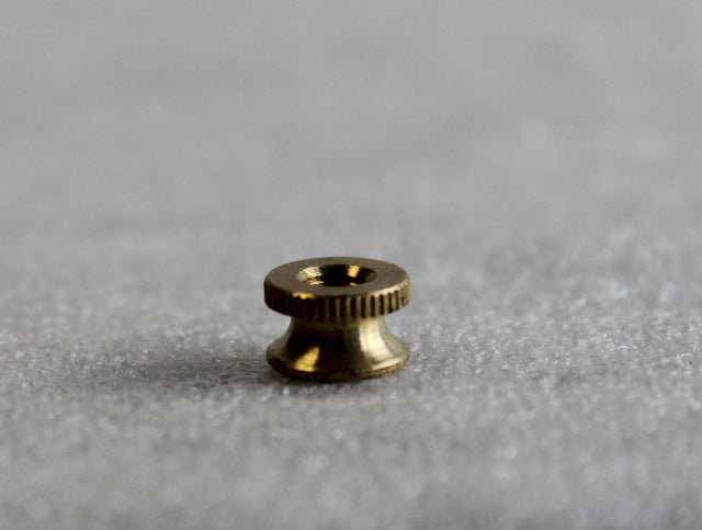 Small Knurled Brass Battery Nut - Tapped 8/32" F - Burnished & L