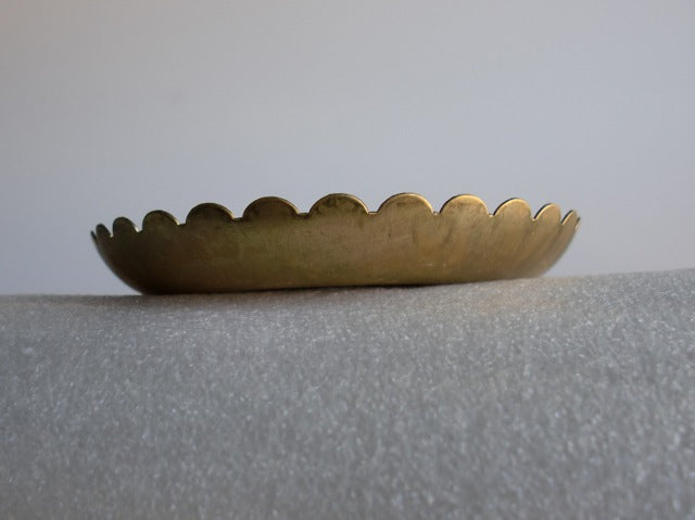 Polished and Lacquered Scalloped Brass Candle Plate