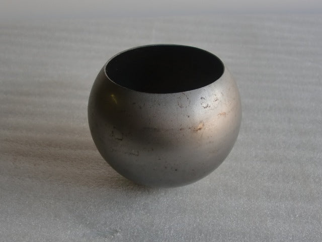 Stamped Steel Ball at 3 inches wide, 2.5 inches tall.