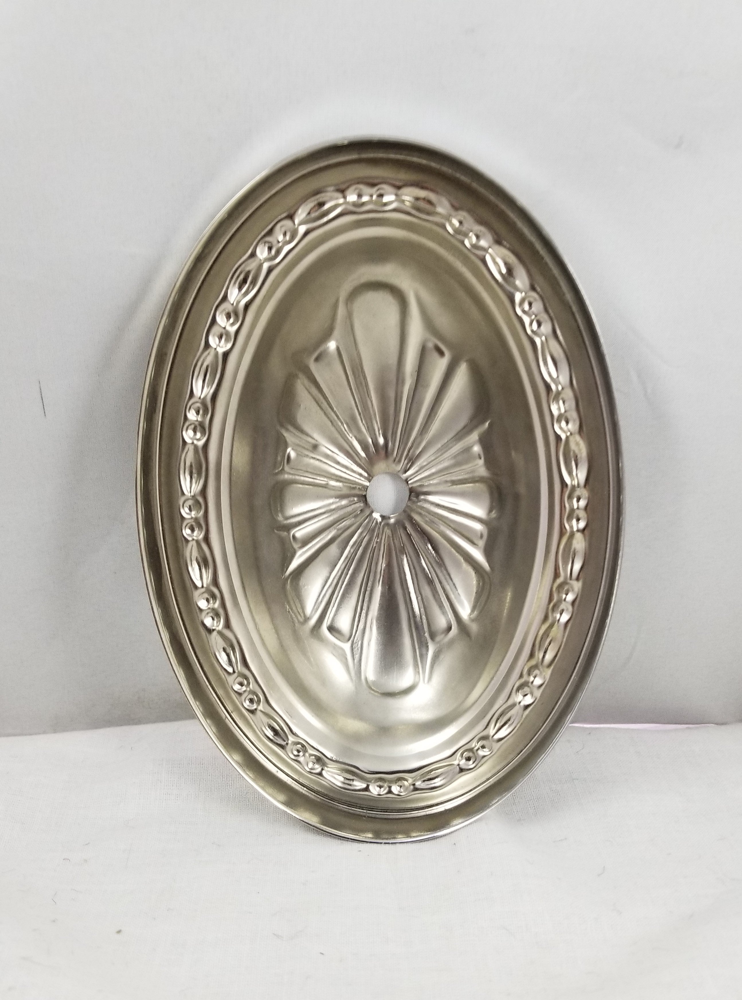 6" x 4" Embossed Brass Back Plate with 1/8 IP Centerhole - Chrome