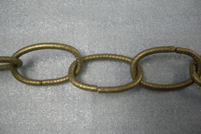 Standard Oval Lightweight Textured Chain - Weathered Brass - 1 yard length