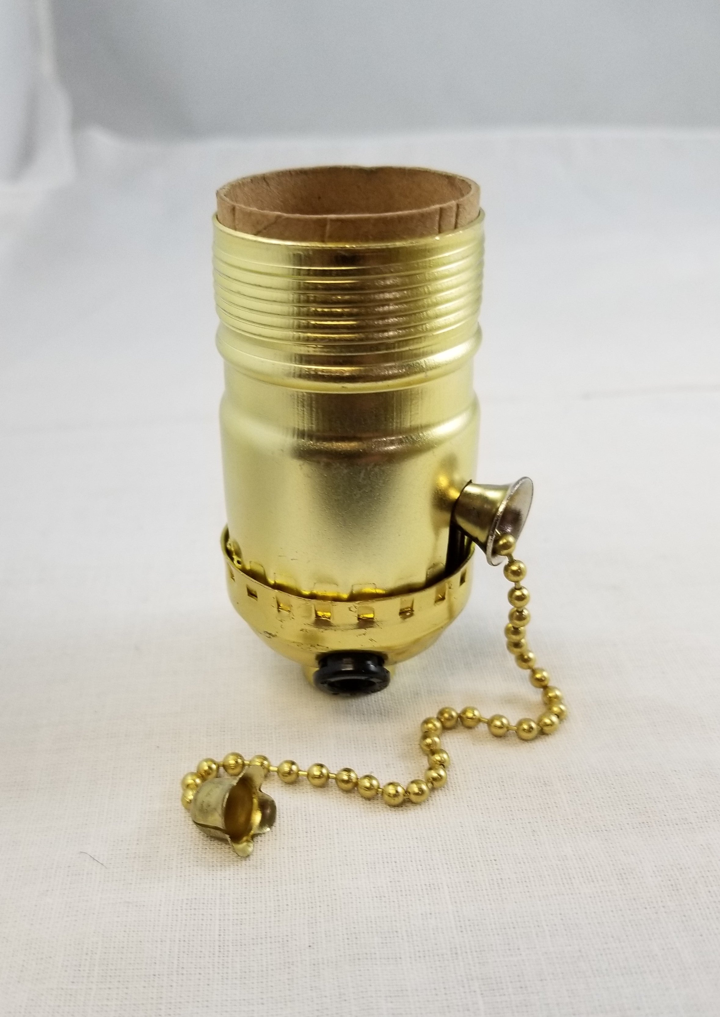 Brite Gilt Standard Base Socket with Pull Chain Feature.