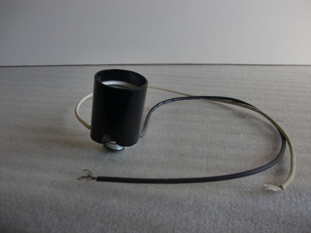 Brown Bakelite Fixture Socket with 1/8 IP hickey and 12" heat wire Leads