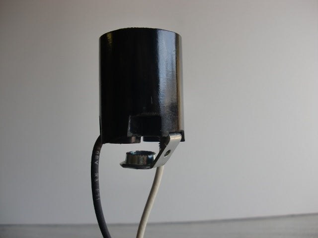 Brown Bakelite Fixture Socket with 1/8 IP hickey and 12" heat wire Leads