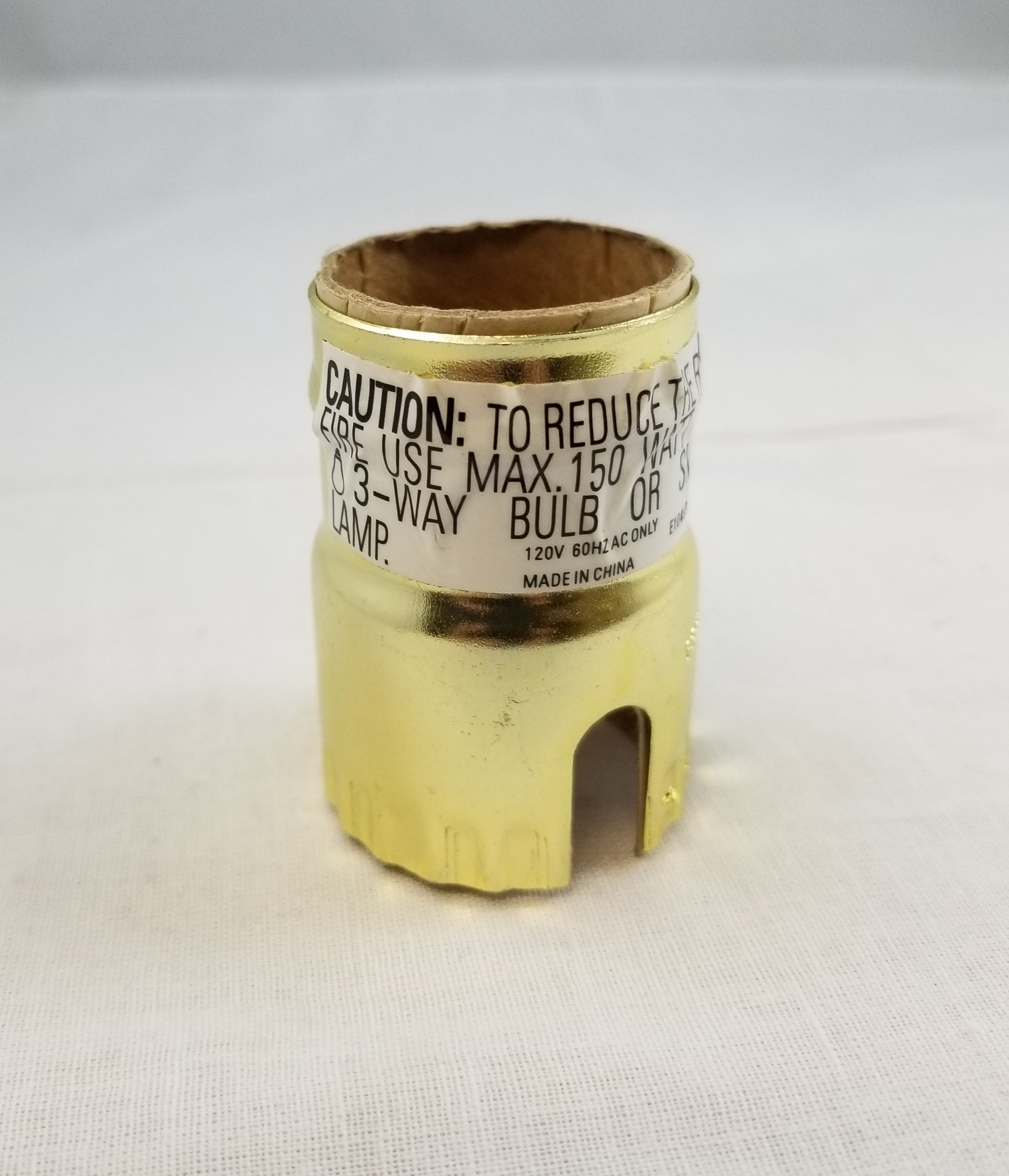 Brite Gilt Socket Shell Key, Pull Chain, or Turn Knob w/ warning label