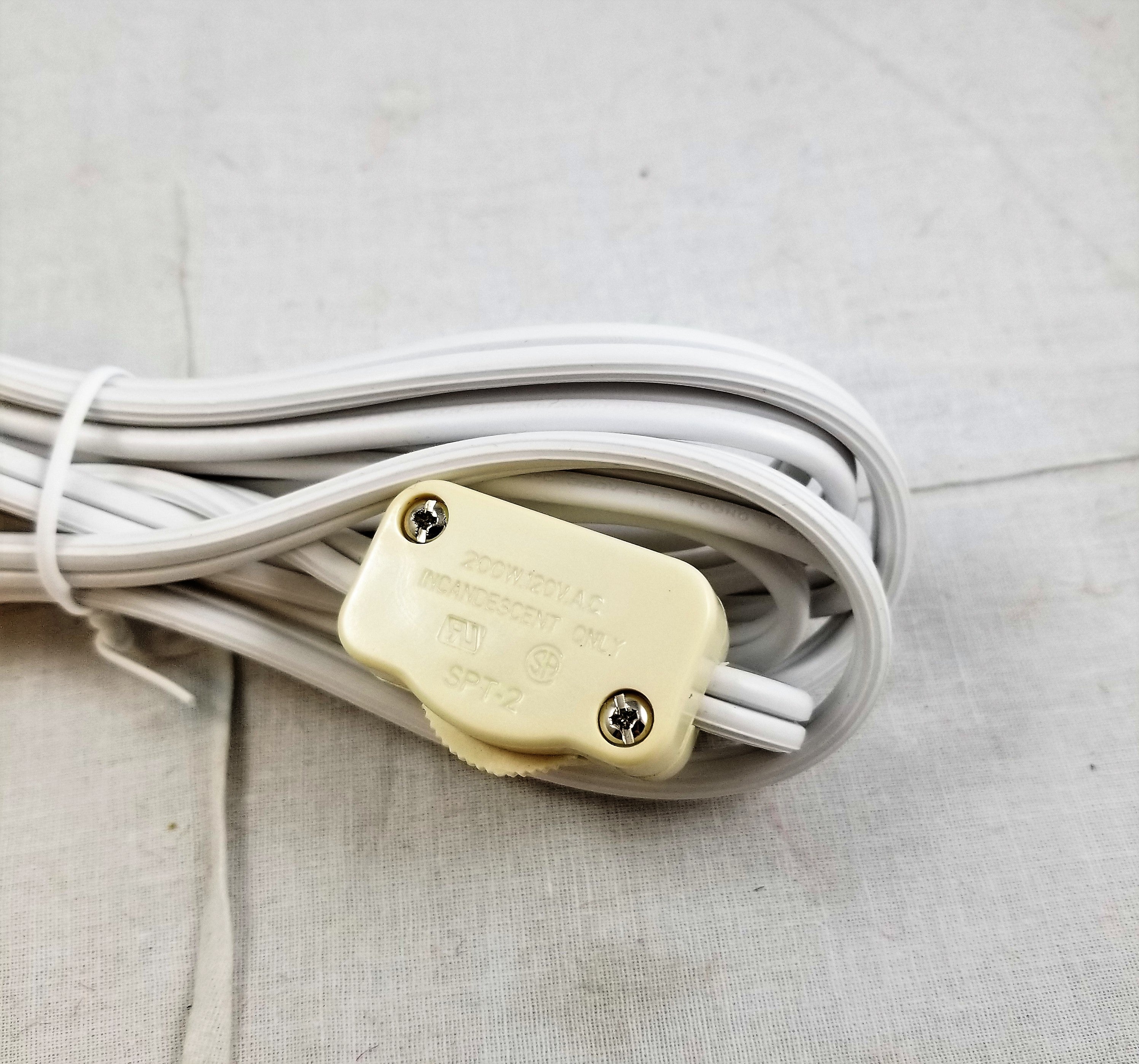 8ft white cord set - SPT2 - w/ ivory Hi-Lo switch