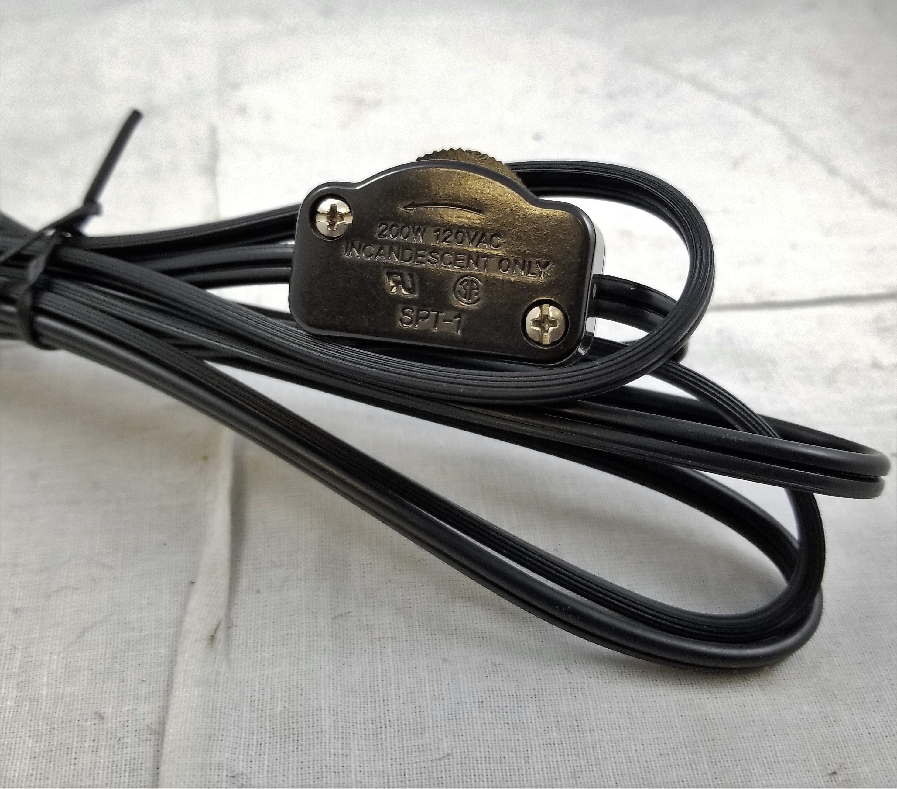 8ft. Plastic Cord Set - SPT-1 - Black - w/ brown Hi-Lo switch