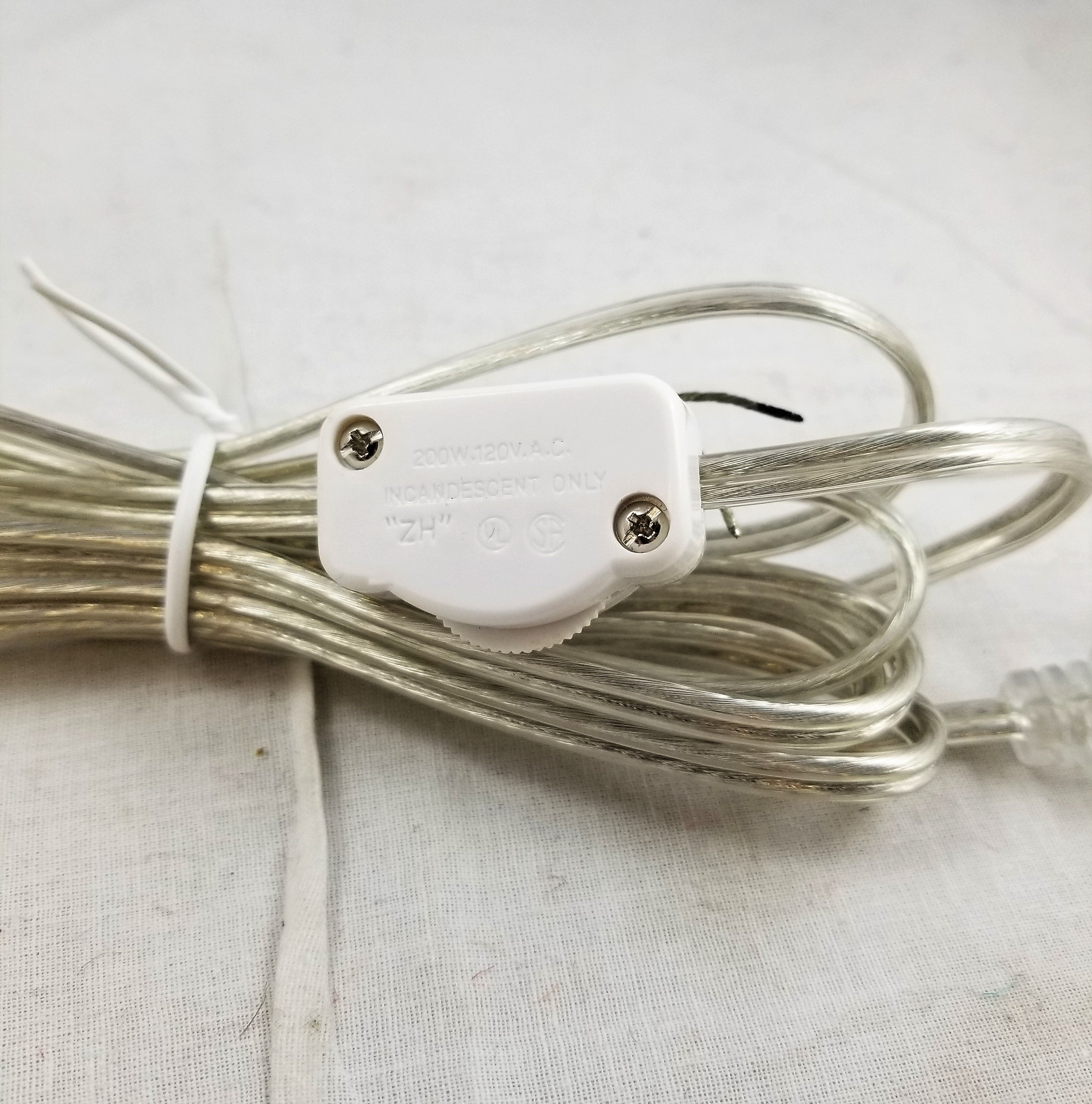 8ft. Plastic Cord Set - SPT-1 - Silver - w/ white Hi-Low switch