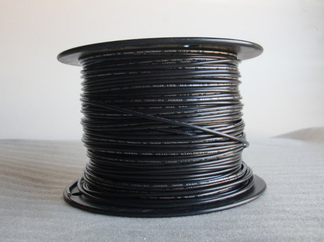 Foot of Approved Single Plastic Covered Black Fixture Wire