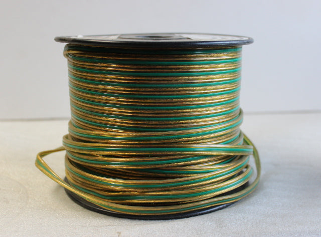 Plastic Parallel Lamp Cord - Transparent Gold with Green Ground