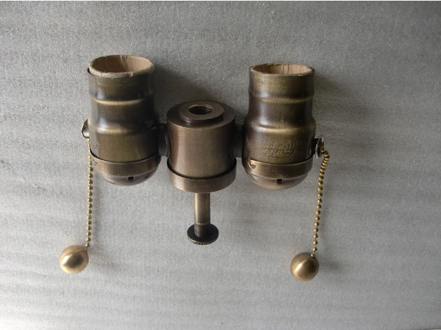 Unfinished Brass 3 Light Pull Chain Socket Lamp Cluster