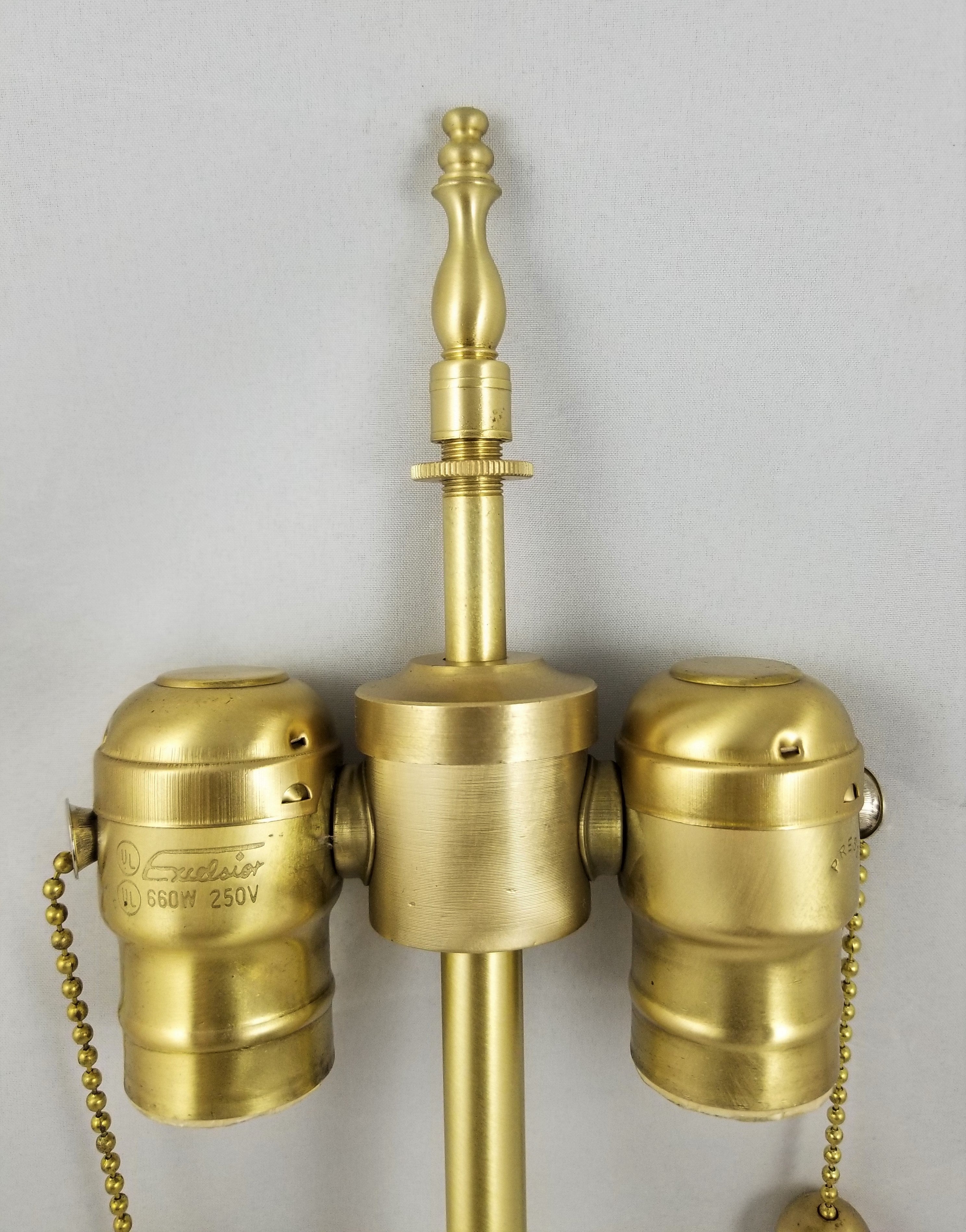 2 - Light Cluster Head - Brushed brass - With 6" Tube & Finial (see more description)