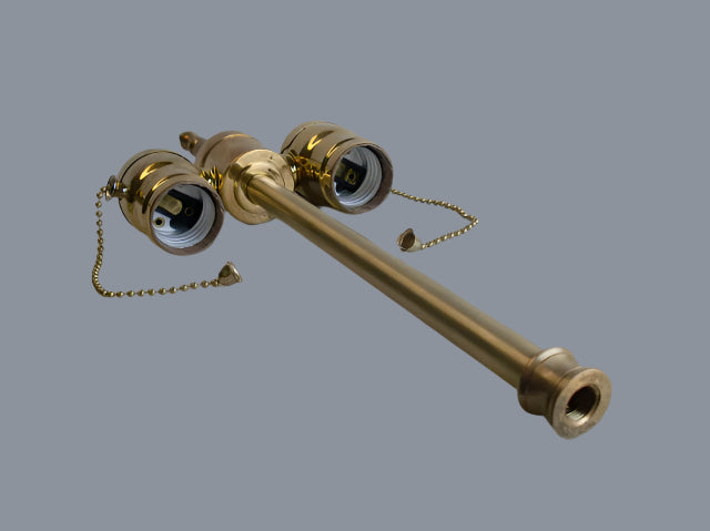 Polished Brass - 2 Light Cluster w/ 8" Pipe & Finial