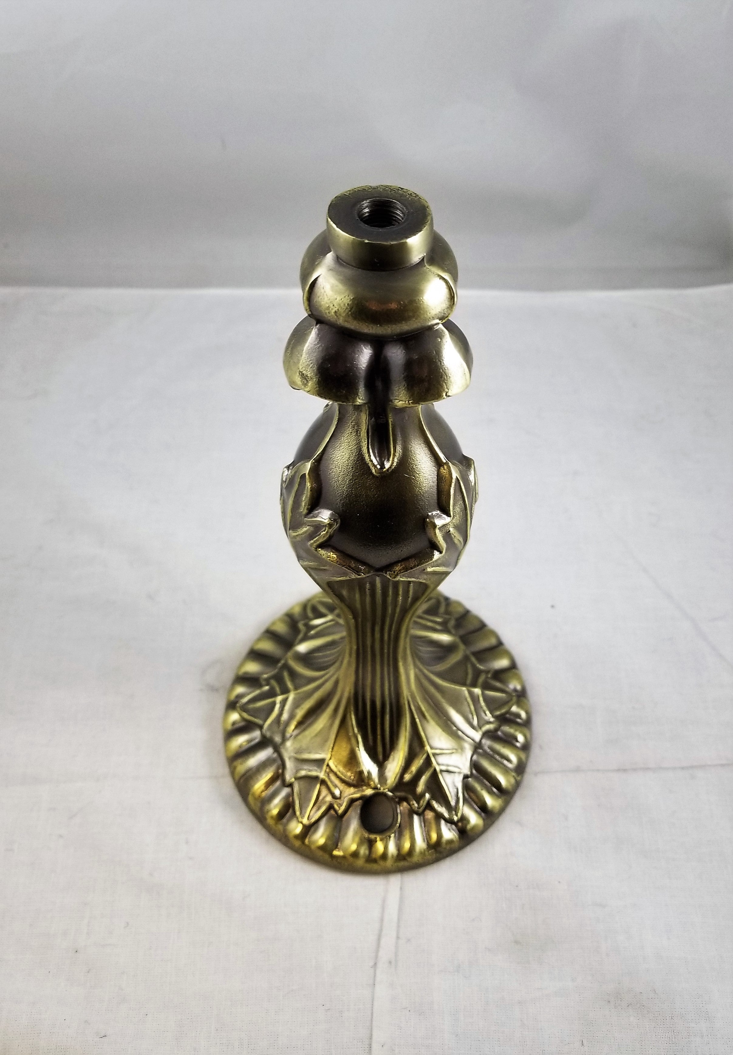 8-1/2" ht - 4-3/8" bottom - top tapped 1/8 IP - antique flemish