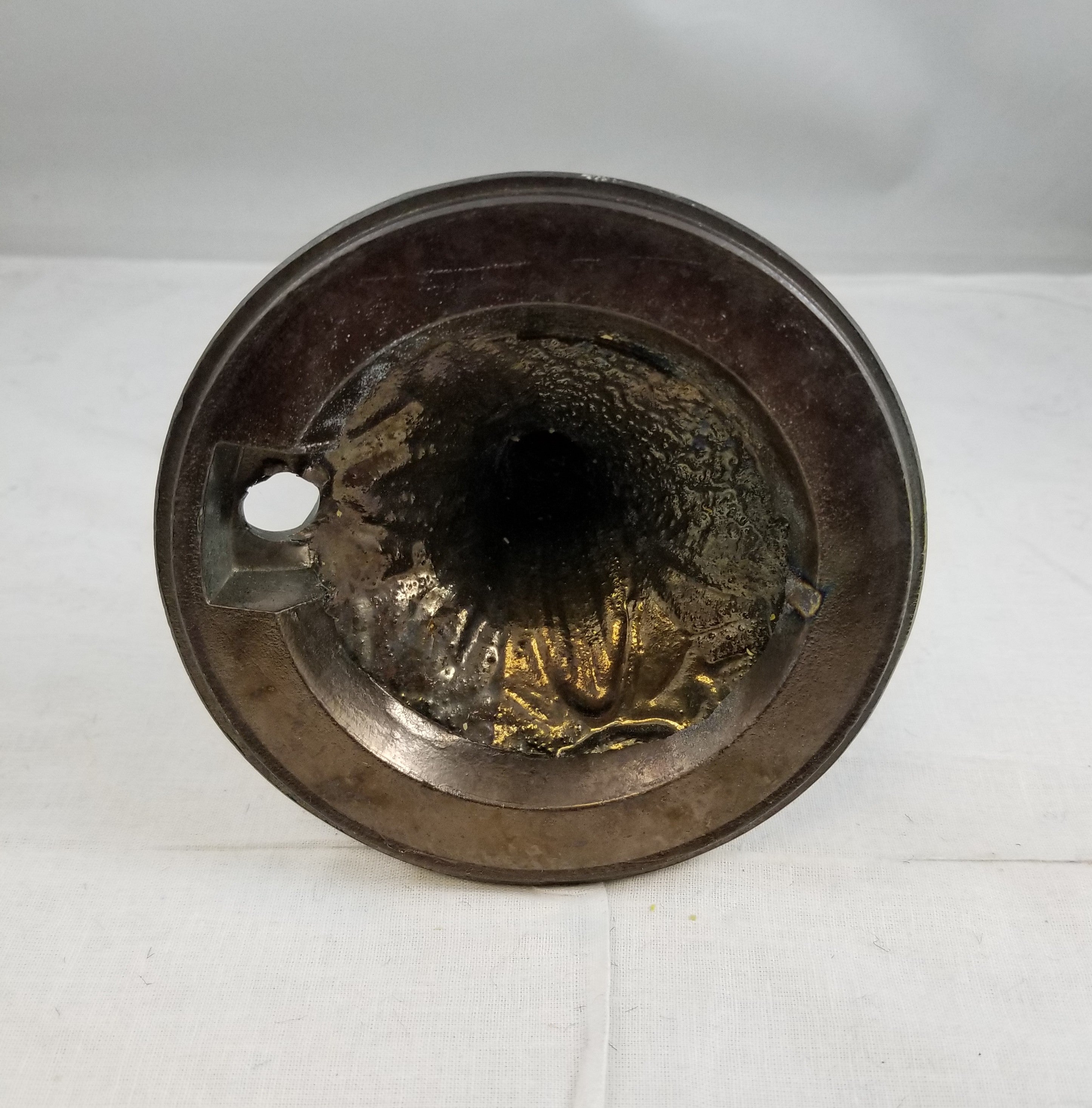 8-1/2" ht - 4-3/8" bottom - top tapped 1/8 IP - antique flemish
