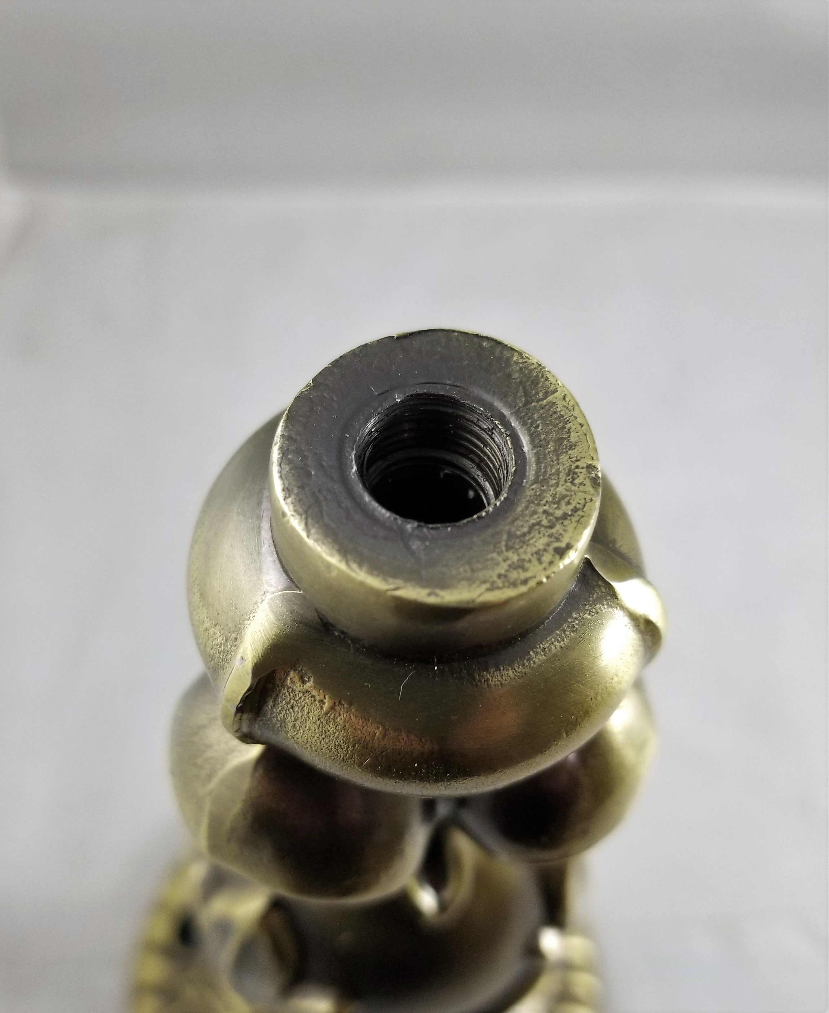 8-1/2" ht - 4-3/8" bottom - top tapped 1/8 IP - antique flemish