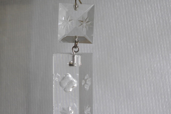 Decorative Star Etched Crystal with SIlver Trim
