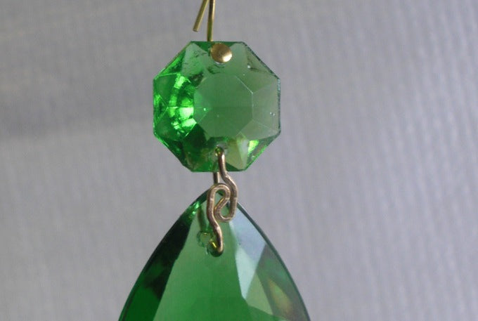 Crystal Pendalogues 1-1/2" long - Green