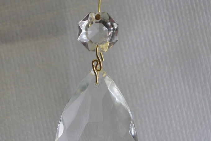 Crystal Pendalogues - 2" Long - Clear with Brass Pins   (READ DESCRIPTION)