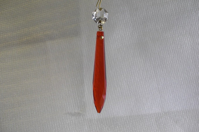 Red and Clear Crystal Prism with -3"Brass Pins